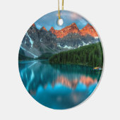 Schilderachtig berg- en meer-landschapsfoto keramisch ornament (Links)