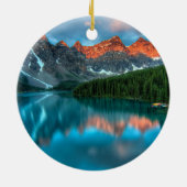 Schilderachtig berg- en meer-landschapsfoto keramisch ornament (Achterkant)