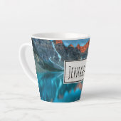 Schilderachtig berg- en meer-landschapsfoto latte mok (Linkerhoek)