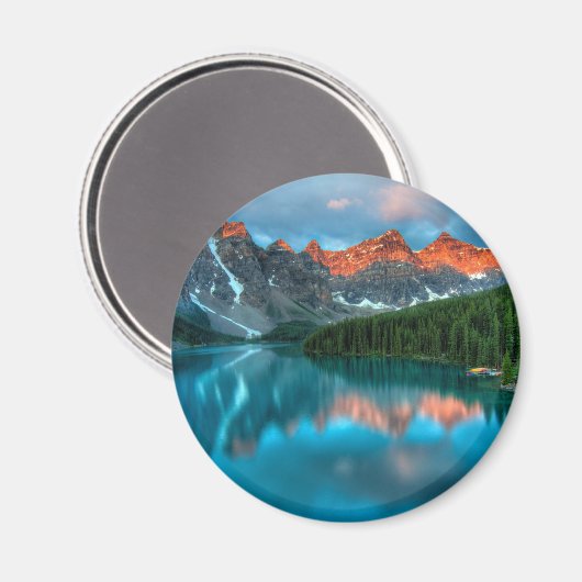 Schilderachtig berg- en meer-landschapsfoto magneet (Voorkant / Achterkant)