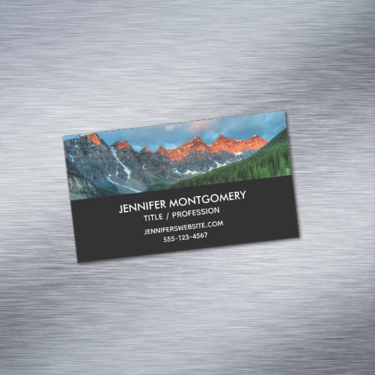 Schilderachtig berg- en meer-landschapsfoto magnetisch visitekaartje (Voorbeeld)