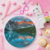 Schilderachtig berg- en meer-landschapsfoto papieren bordje (Feest)