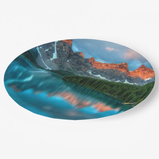 Schilderachtig berg- en meer-landschapsfoto papieren bordje (Gekanteld)