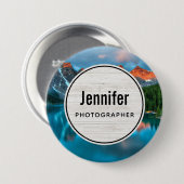 Schilderachtig berg- en meer-landschapsfoto ronde button 7,6 cm (Voorkant /achterkant)