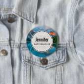 Schilderachtig berg- en meer-landschapsfoto ronde button 7,6 cm (In situ)