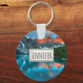 Schilderachtig berg- en meer-landschapsfoto sleutelhanger (Voorkant)
