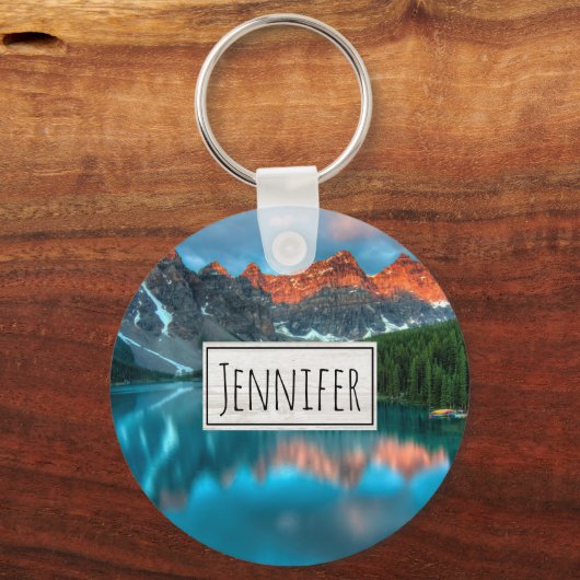 Schilderachtig berg- en meer-landschapsfoto sleutelhanger (Voorkant)