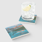 Schilderachtig berg- en meer-landschapsfoto stenen onderzetter (Zijkant)