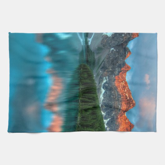 Schilderachtig berg- en meer-landschapsfoto theedoek (Horizontaal)