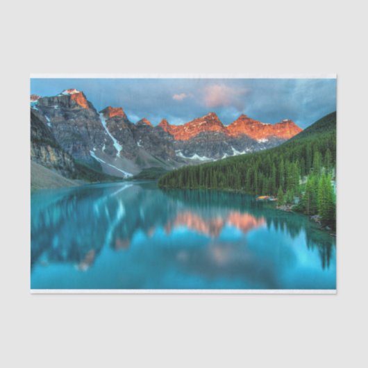 Schilderachtig berg- en meer-landschapsfoto tissuepapier (Voorkant)