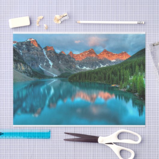 Schilderachtig berg- en meer-landschapsfoto tissuepapier (Craft)