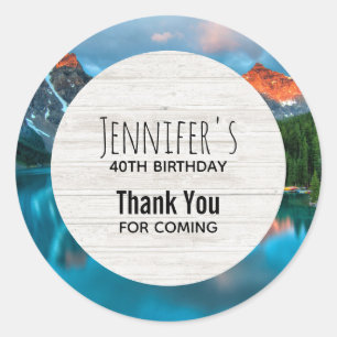 Schilderachtig berg & Lake foto Dank u Ronde Sticker