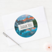 Schilderachtig berg & Lake foto Dank u Ronde Sticker (Envelop)
