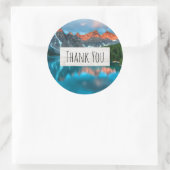 Schilderachtig berg & Lake foto Dank u Ronde Sticker (Tas)