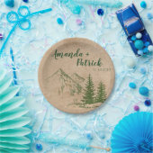 Schilderachtig Bergketen Bruiloft Papier Bord (Feest)