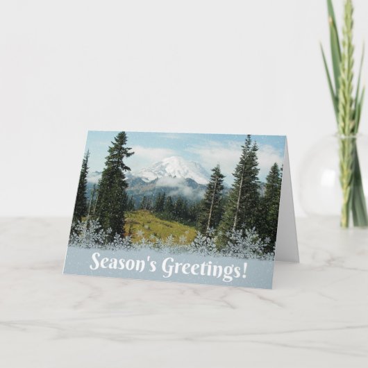 Schilderachtig berglandschapsfoto van het seizoen feestdagen kaart (Voorkant)