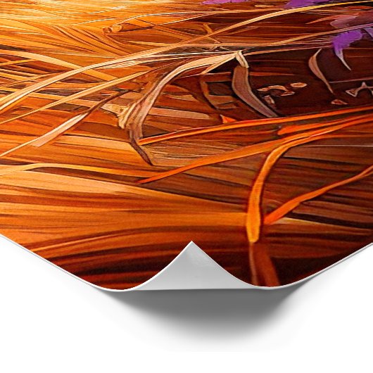 Schilderachtig bewolkte dag prairie illustratie poster (Hoek)