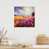 Schilderachtig bewolkte dag prairie illustratie poster (Keuken)