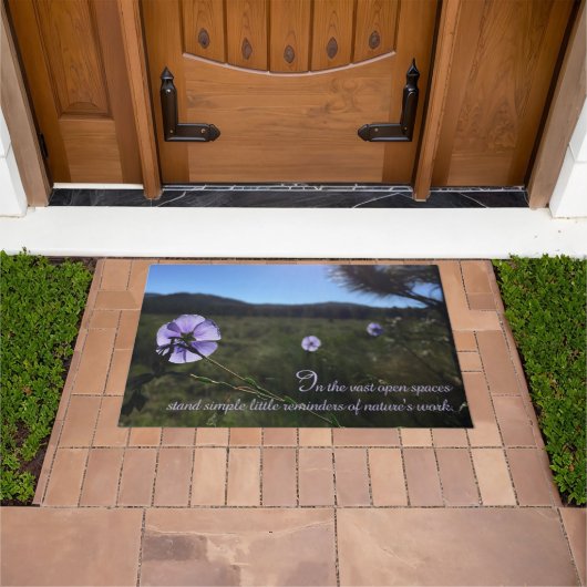 Schilderachtig blauwe vlas WildFlowers Morning Lig Deurmat (Buiten)