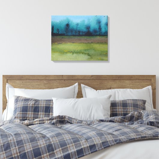 schilderachtig boslandschap met groen en zwart mys canvas afdruk (Insitu (Slaapkamer))