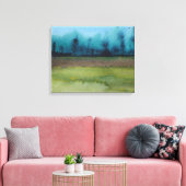 schilderachtig boslandschap met groen en zwart mys canvas afdruk (Insitu (Woonkamer))