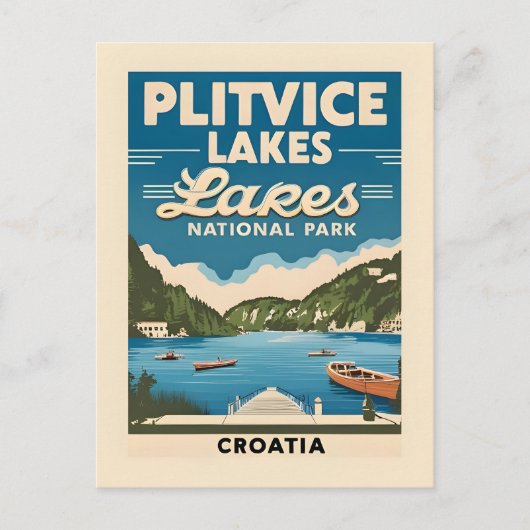 Schilderachtig Briefkaart van de Plitvicemeren in  (Voorkant)