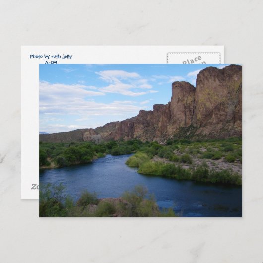 schilderachtig briefkaart van het meer van saguaro (Voorkant / Achterkant)
