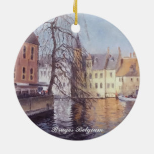 Schilderachtig Brugge België Stadsgezicht Kanaalzi Keramisch Ornament