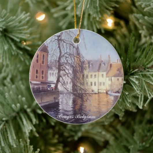 Schilderachtig Brugge Stad en Kanaal Uitzicht Keramisch Ornament (Boom)