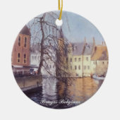 Schilderachtig Brugge Stad en Kanaal Uitzicht Keramisch Ornament (Voorkant)