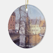 Schilderachtig Brugge Stad en Kanaal Uitzicht Keramisch Ornament (Links)