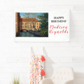 Schilderachtig Brugs Kanaal Uitzicht Verjaardagssp Spandoek (Insitu)