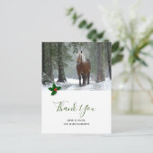 Schilderachtig bruin paard in de winter kerst dank briefkaart (Staand voorkant)