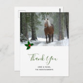 Schilderachtig bruin paard in de winter kerst dank briefkaart (Voorkant / Achterkant)