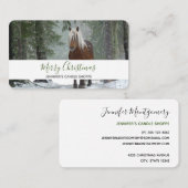 Schilderachtig bruine paarden in een winterbos met visitekaartje (Voorkant / Achterkant)