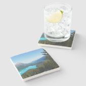 Schilderachtig Canadees blauw bergmeer Stenen Onderzetter (Zijkant)