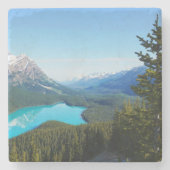 Schilderachtig Canadees blauw bergmeer Stenen Onderzetter (Voorkant)