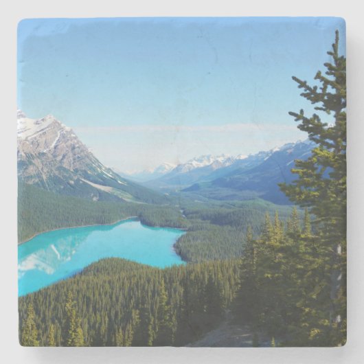 Schilderachtig Canadees blauw bergmeer Stenen Onderzetter (Voorkant)