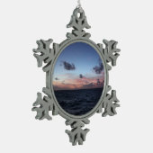 Schilderachtig Caraïbisch Sunset bij Tobago Tin Sneeuwvlok Ornament (Links)