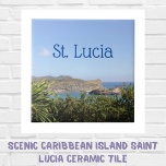 Schilderachtig Caribische eiland Saint Lucia Tegeltje<br><div class="desc">Schilderachtig foto van Christine aka stine1 van het Caribische eiland Saint Lucia met exotische groen en een picturesque dorp van het Caribische zee. Bovenal de blauwe zomerhemel. Perfecte Caraïbische cruise-vakantie, souvenir of keepomwille. schilderachtig caribisch eiland, saint lucia, st. lucia, caribisch zee, picutesque, exotische planten, exotisch groen, caribisch eiland, caraïbische cruise,...</div>
