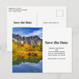 Schilderachtig Country Mountains en Lake Save the  Uitnodiging Briefkaart