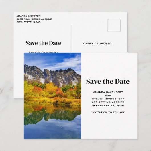 Schilderachtig Country Mountains en Lake Save the Uitnodiging Briefkaart (Voorkant / Achterkant)