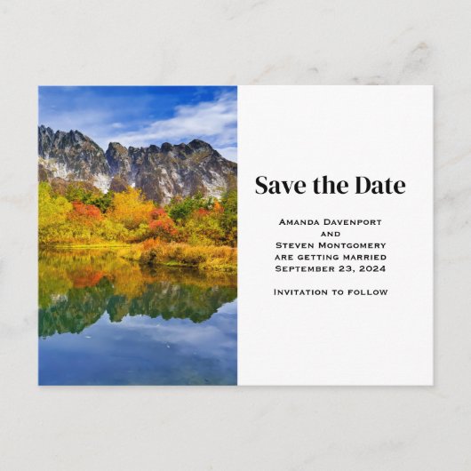 Schilderachtig Country Mountains en Lake Save the  Uitnodiging Briefkaart (Voorkant)