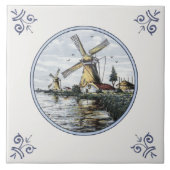 Schilderachtig Delftse Polychrome Waterrand Kerami Tegeltje (Voorkant)