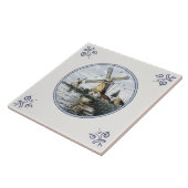 Schilderachtig Delftse Polychrome Waterrand Kerami Tegeltje (Zijkant)