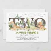 Schilderachtig Dinosaur Twee Wilde 2e verjaardag P Kaart (Voorkant)