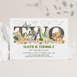 Schilderachtig Dinosaur Twee Wilde 2e verjaardag P Kaart