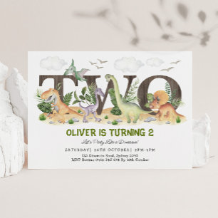 Schilderachtig Dinosaur Twee Wilde 2e verjaardag P Kaart