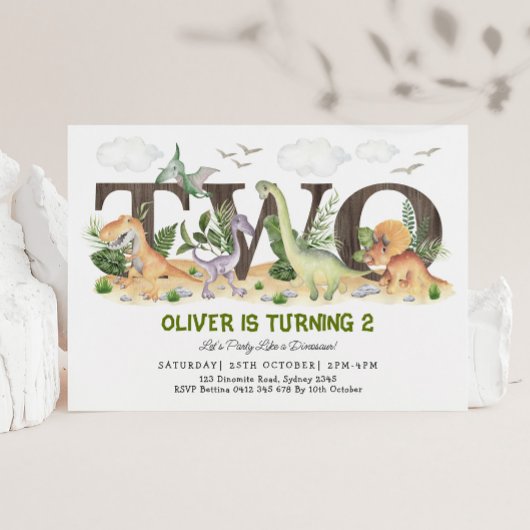 Schilderachtig Dinosaur Twee Wilde 2e verjaardag P Kaart