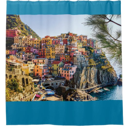 Schilderachtig dorp, Cinque Terre, Liguria, Italië Douchegordijn (Voorkant)